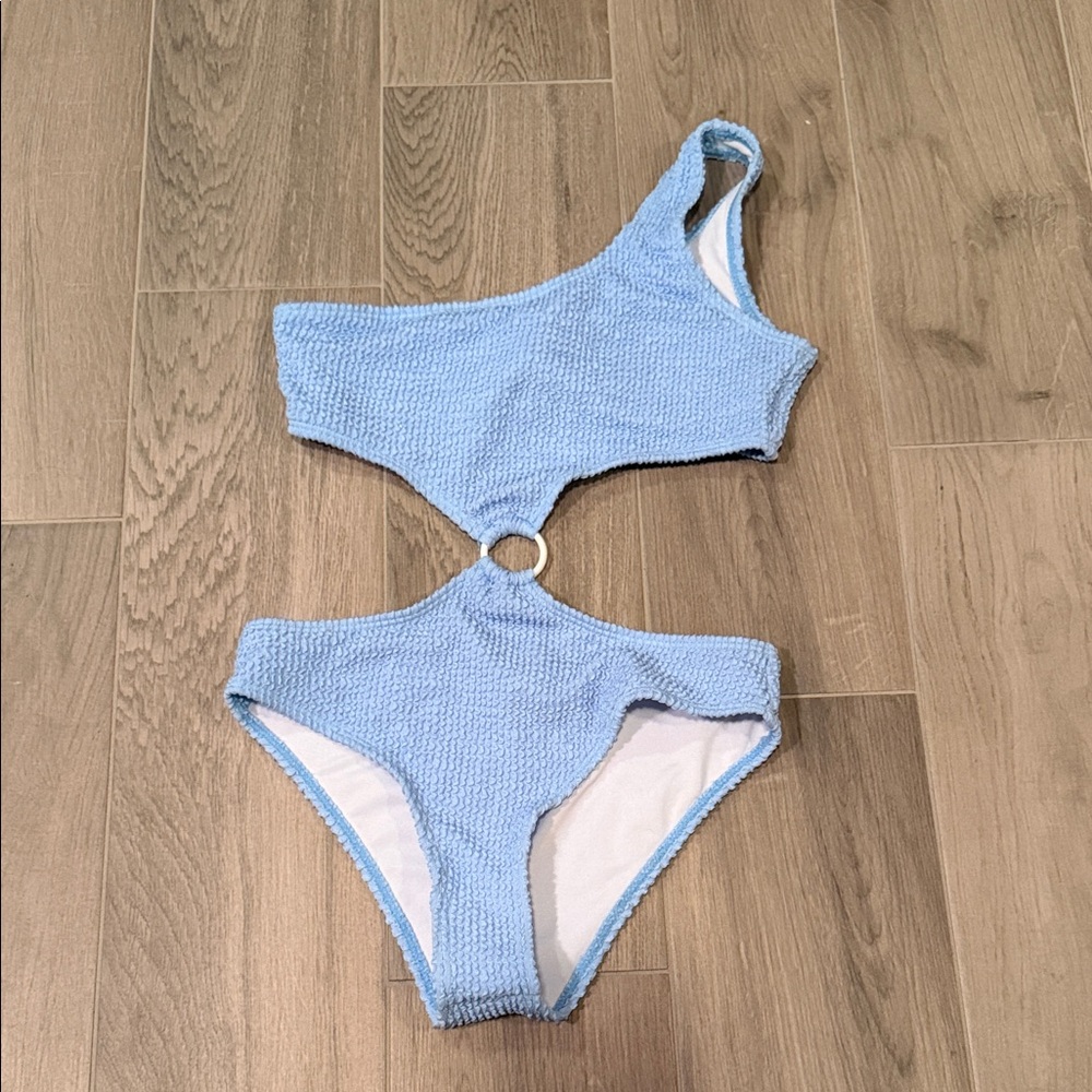 Shein Girls One-Shoulder Blue One Piece Swimsuit Size 150